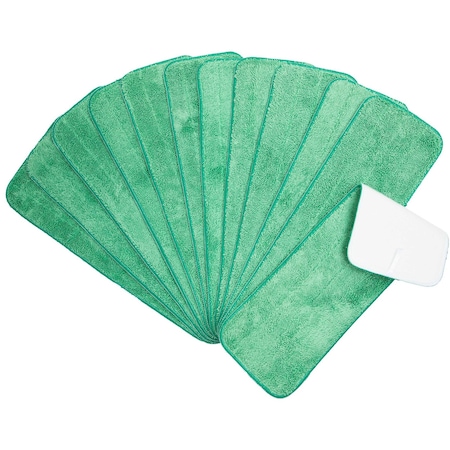 Monarch Brands Microfiber Flat Wet Mop - 18in - Green, 12PK PNP830018G